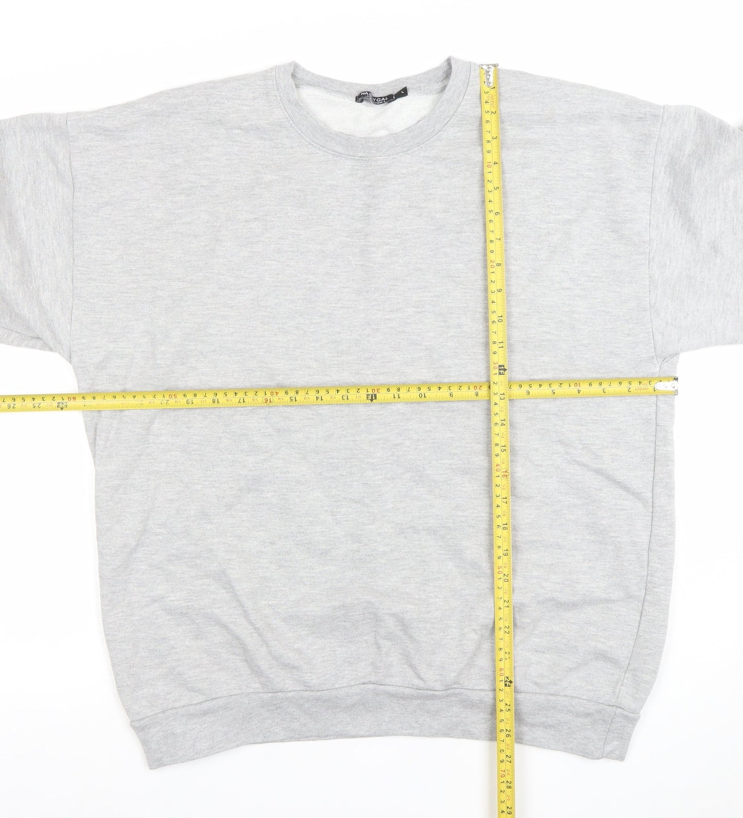Nasty Gal Women Grey XL Pullover Sweatshirt Cotton Blend Crew Neck