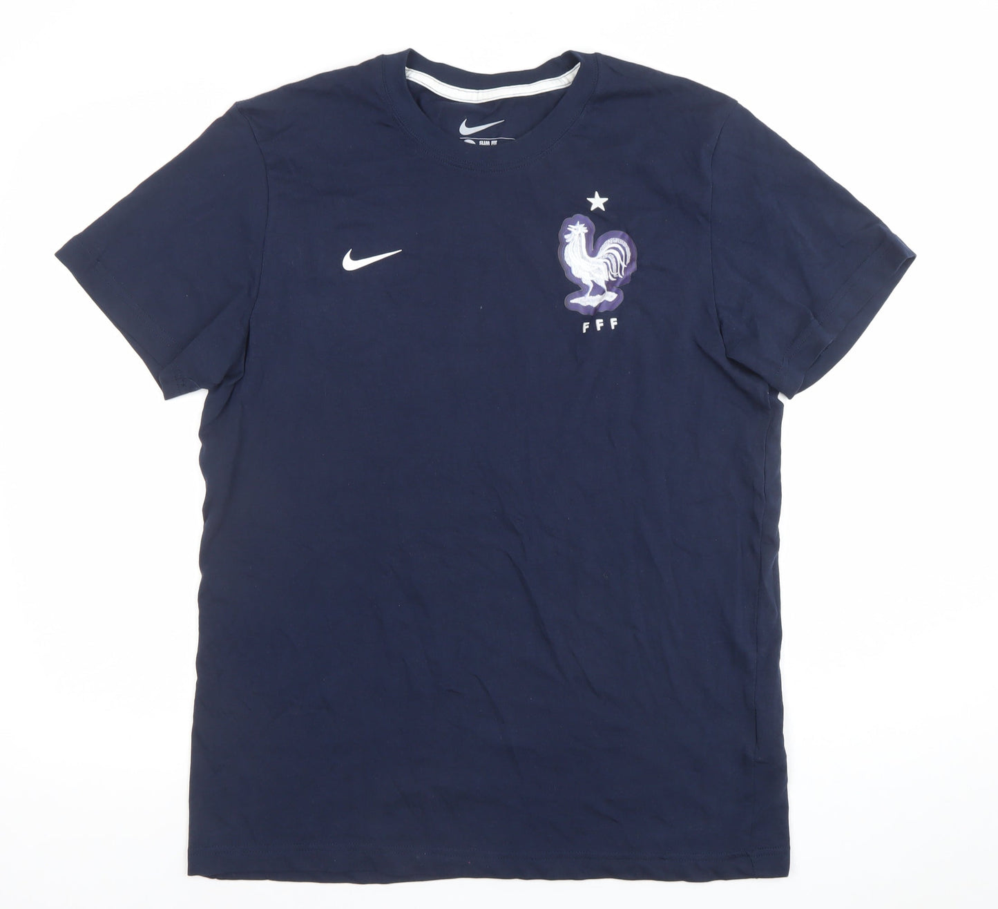 Nike Men's Blue France FFF Slim Fit Sports T-Shirt Size L