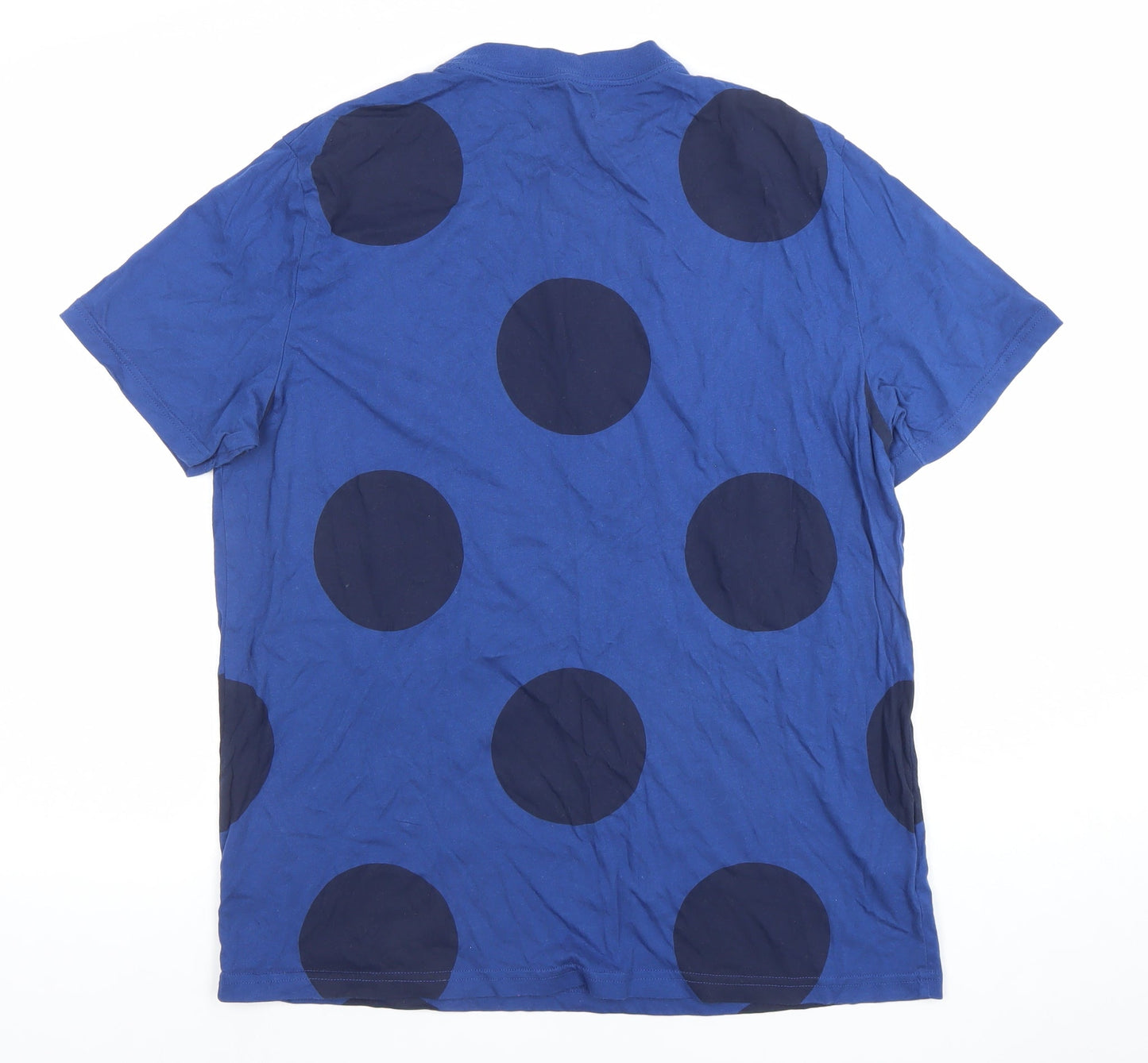 Fred Perry Men's Blue Polka Dot Cotton T-Shirt Size L