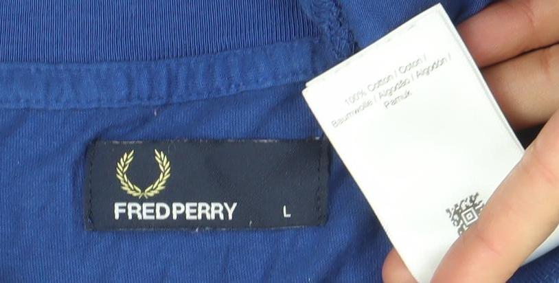 Fred Perry Men's Blue Polka Dot Cotton T-Shirt Size L