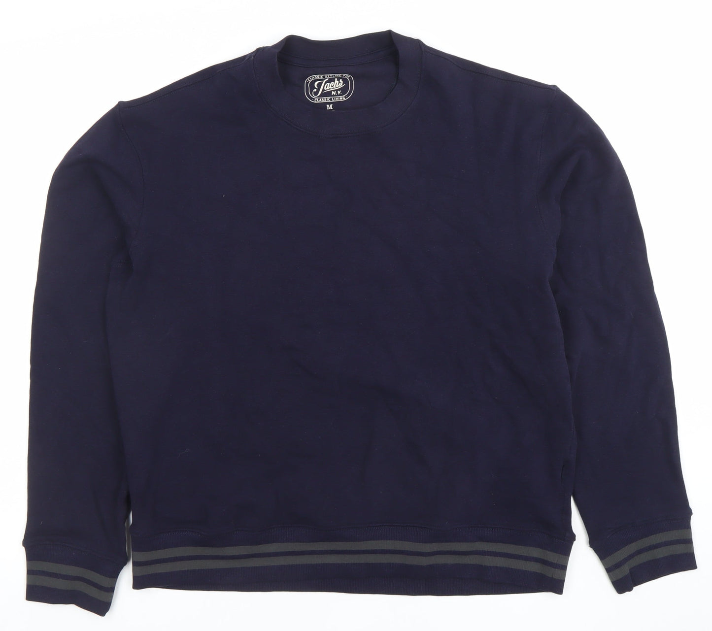 Jachs Men's Blue Cotton Crew Neck Pullover Sweatshirt Size M