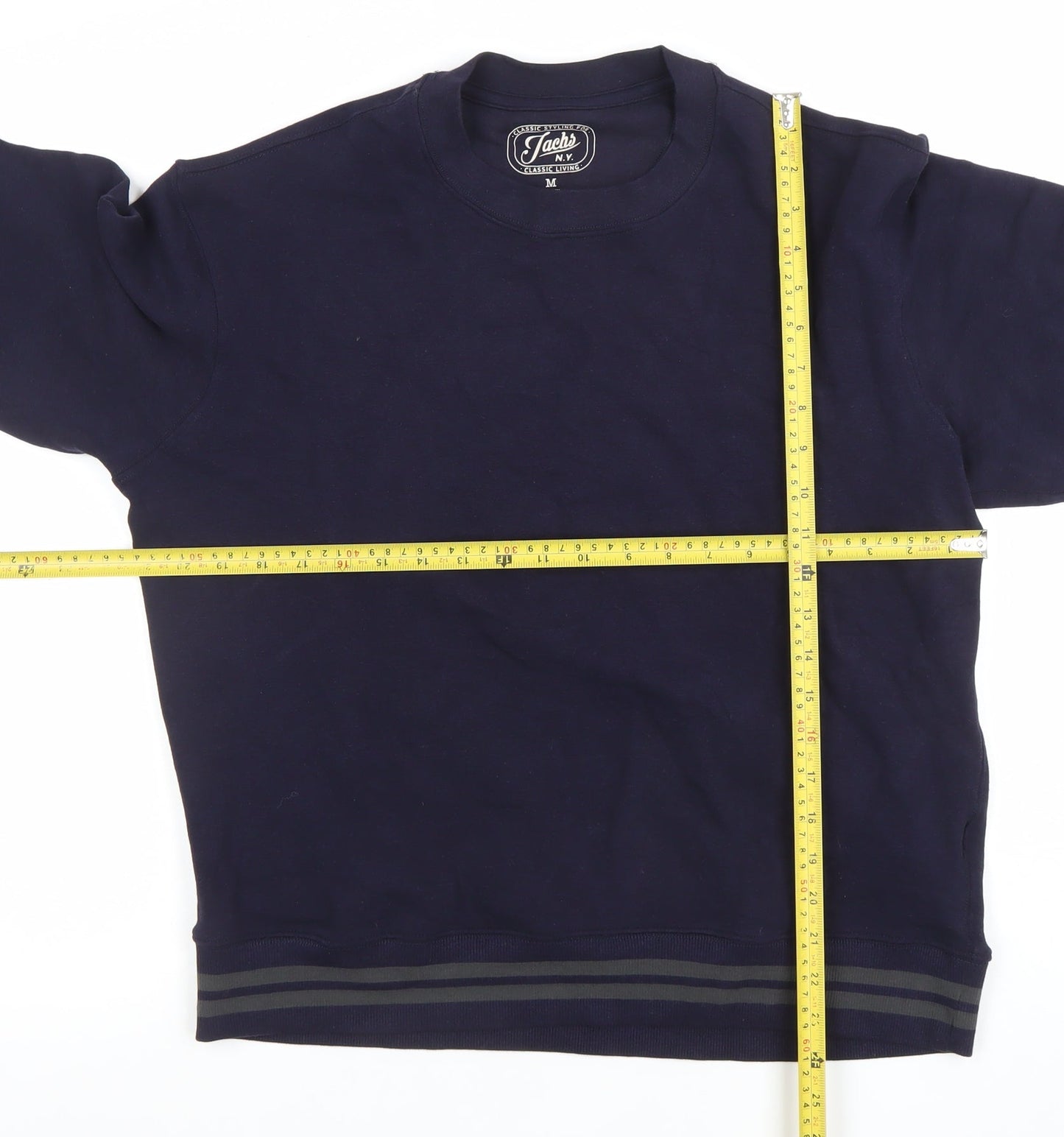 Jachs Men's Blue Cotton Crew Neck Pullover Sweatshirt Size M