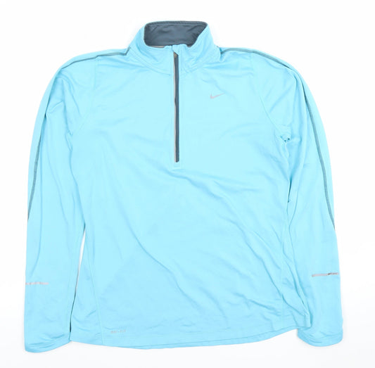 Nike Womens Blue Dri-FIT 1/4 Zip Long Sleeve Running Top M