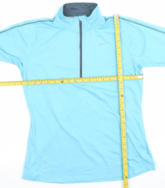 Nike Womens Blue Dri-FIT 1/4 Zip Long Sleeve Running Top M