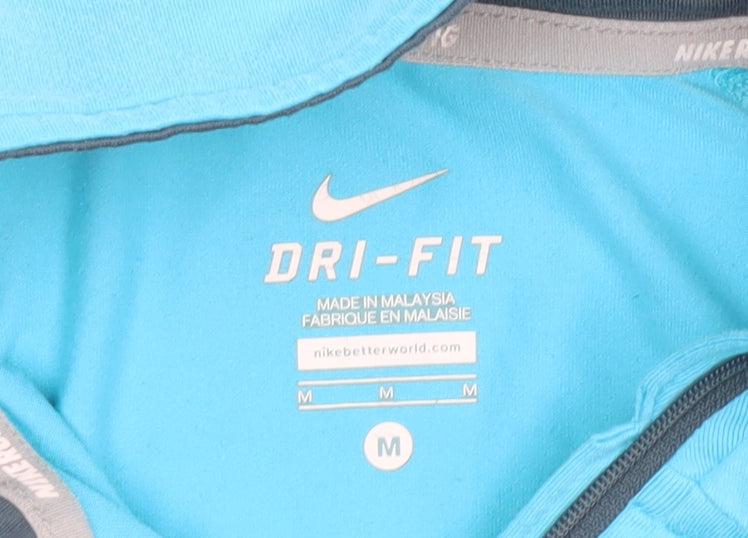 Nike Womens Blue Dri-FIT 1/4 Zip Long Sleeve Running Top M