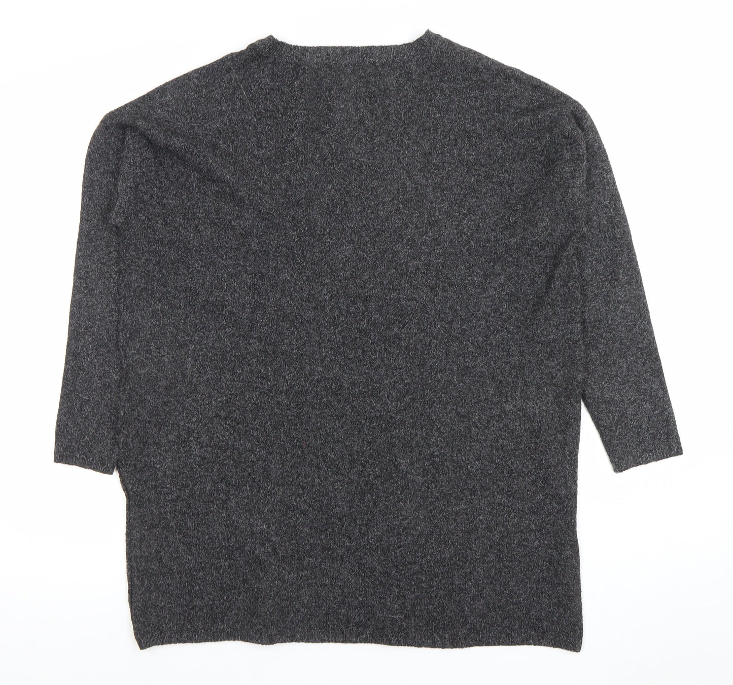Vero Moda Women's Grey Relaxed Fit Alpaca Blend 3/4 Sleeve Jumper S
