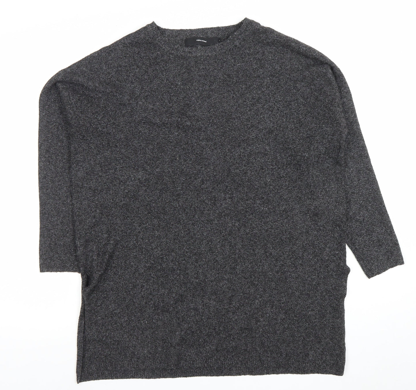 Vero Moda Women's Grey Relaxed Fit Alpaca Blend 3/4 Sleeve Jumper S