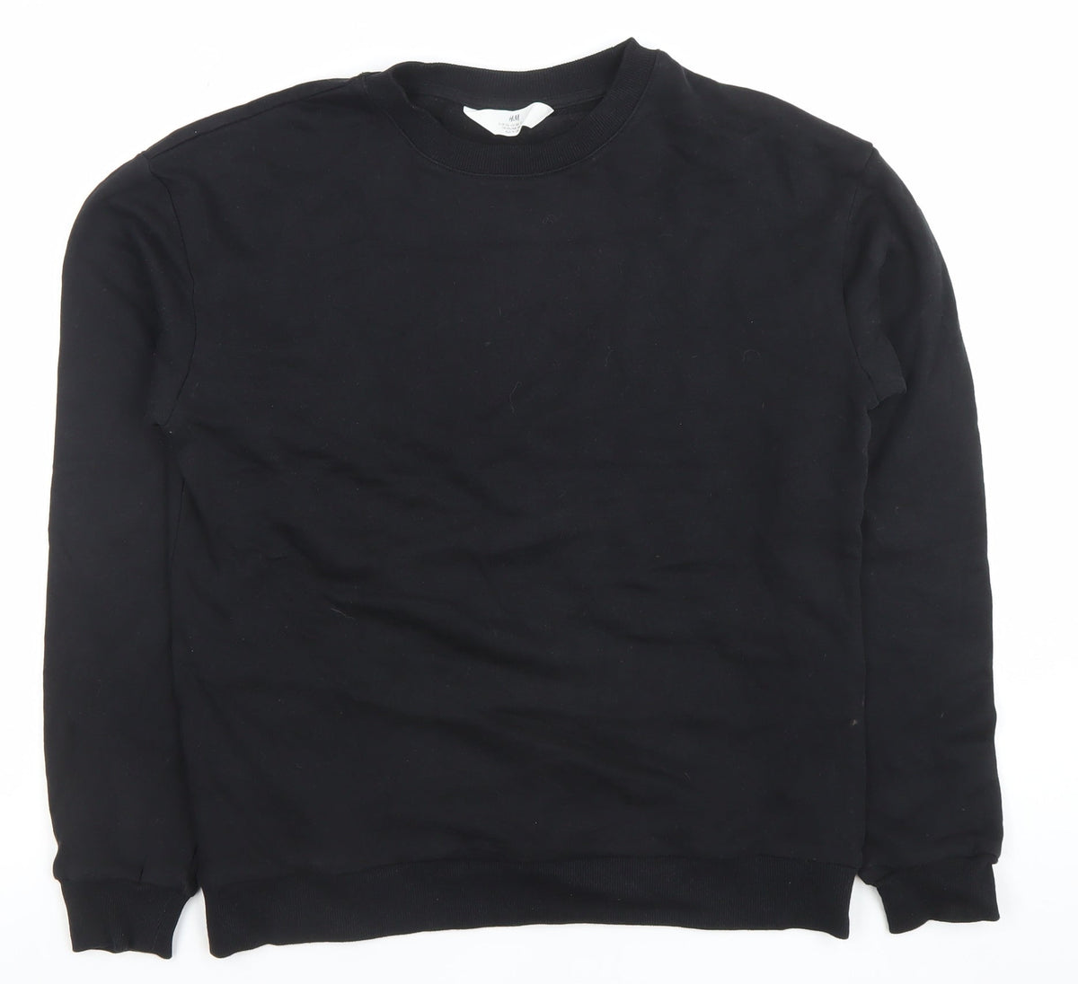 H&M Girls Black Cotton Blend Crew Neck Pullover Sweatshirt 14 Years