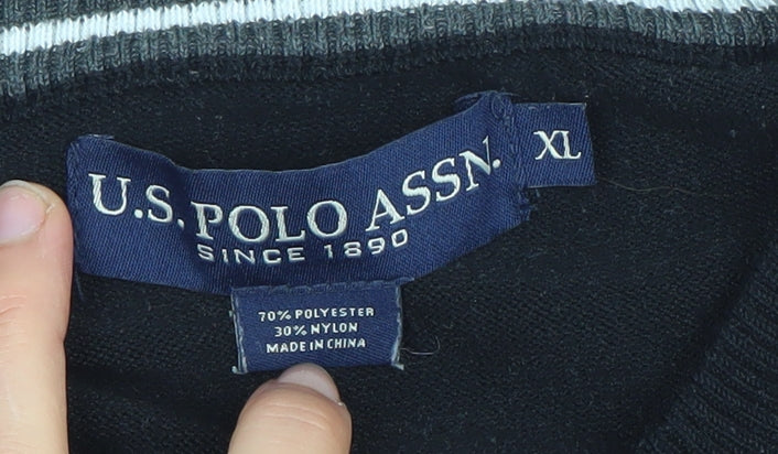 U.S. Polo Assn. Men's Black XL Crew Neck Pullover Jumper