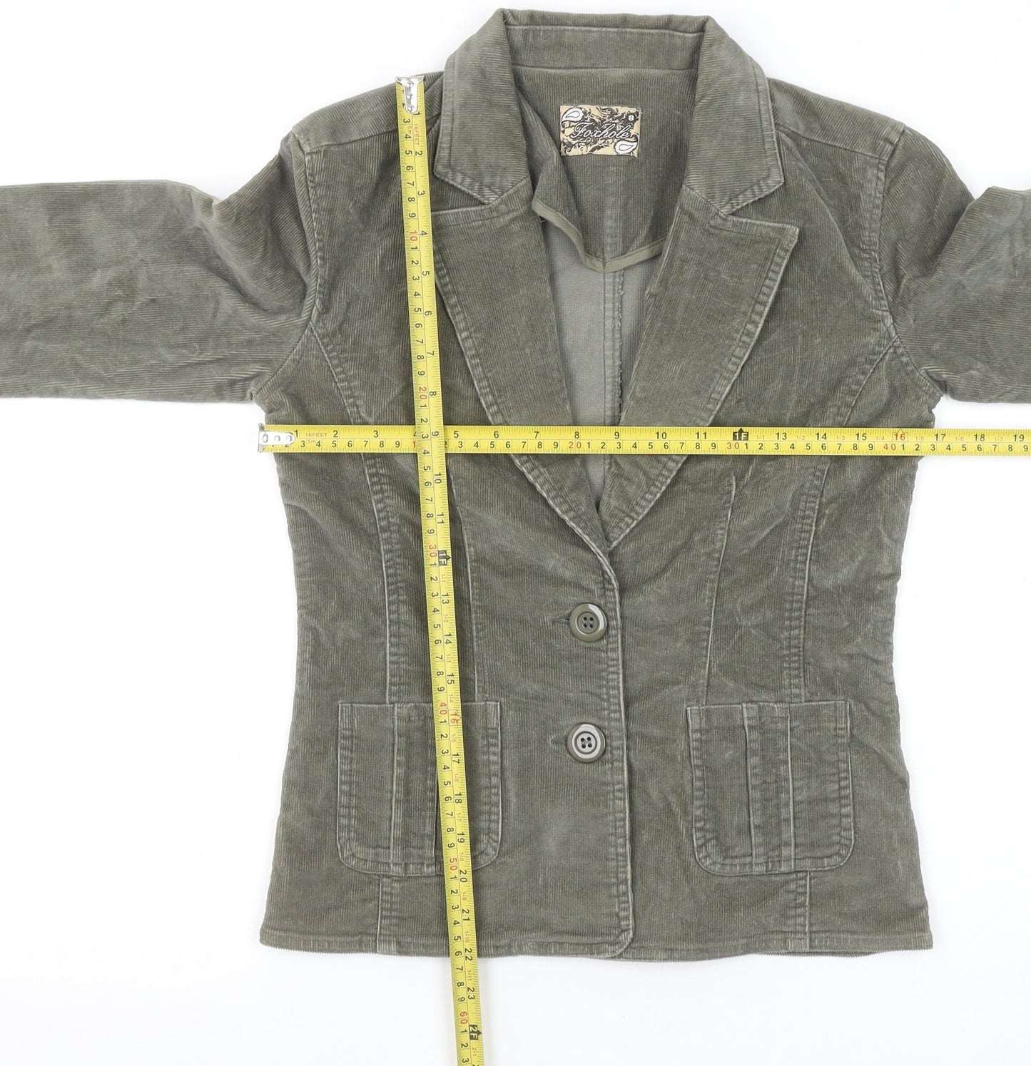 Foxhole Women’s Beige Corduroy Blazer Size 8 Two-Button Jacket