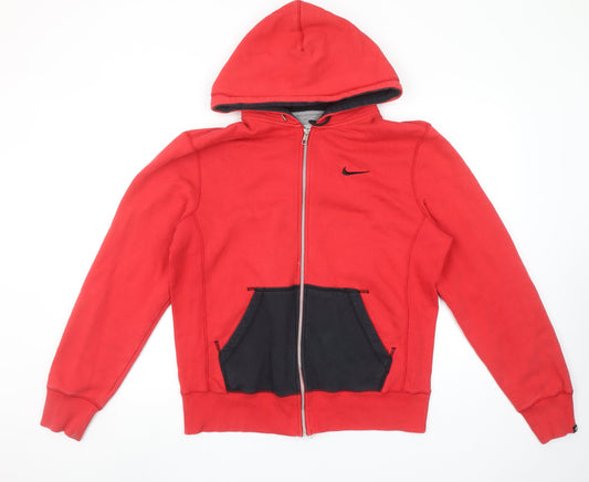 Nike Men's Red Full Zip Hoodie M Sportswear Cotton Blend