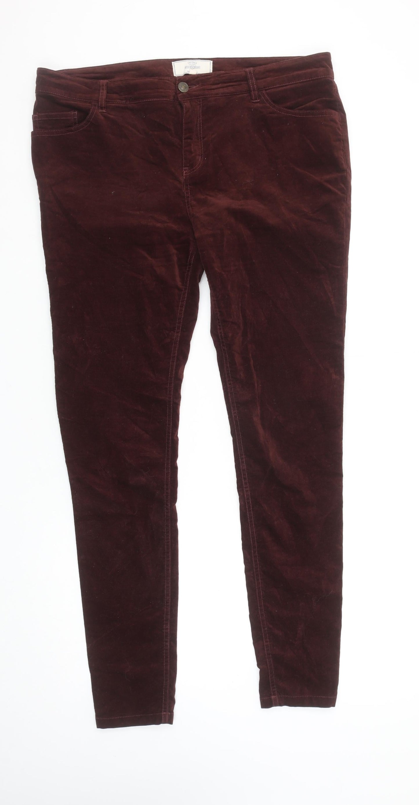 Fat Face Women Brown Size 14 Velvet Skinny Trousers
