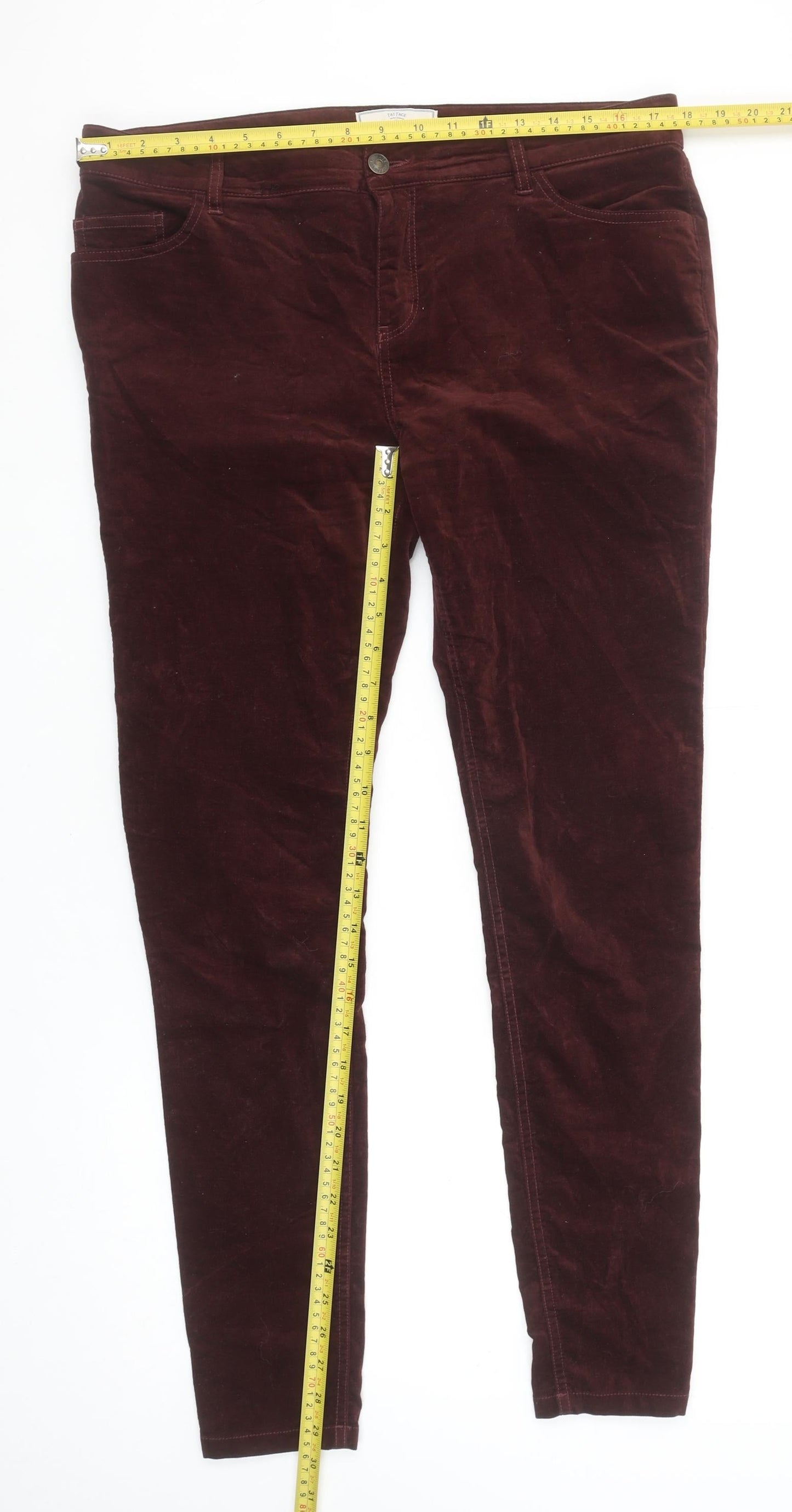 Fat Face Women Brown Size 14 Velvet Skinny Trousers