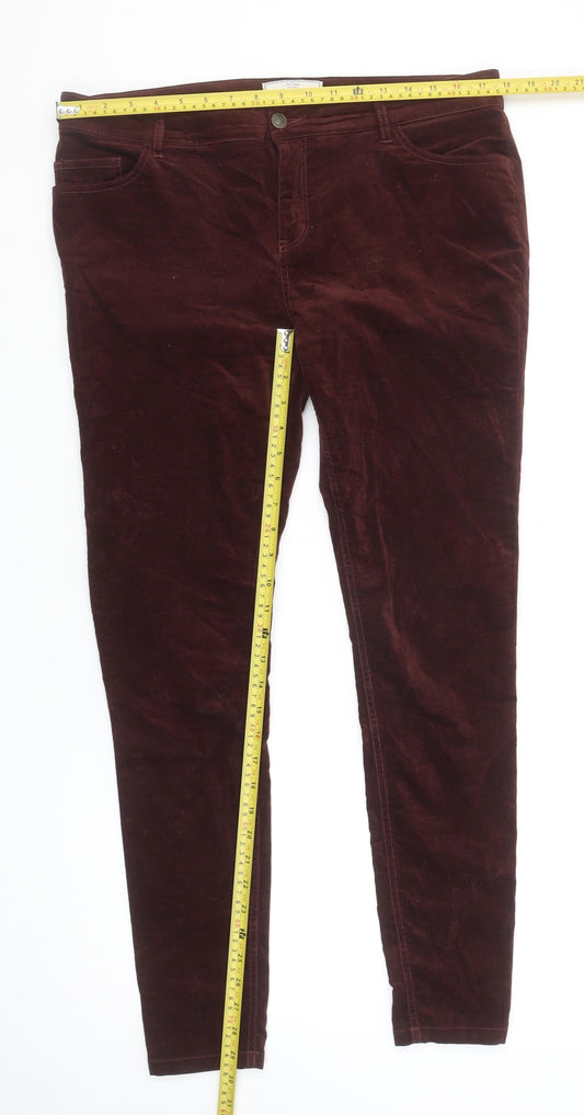 Fat Face Women Brown Size 14 Velvet Skinny Trousers