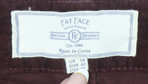Fat Face Women Brown Size 14 Velvet Skinny Trousers