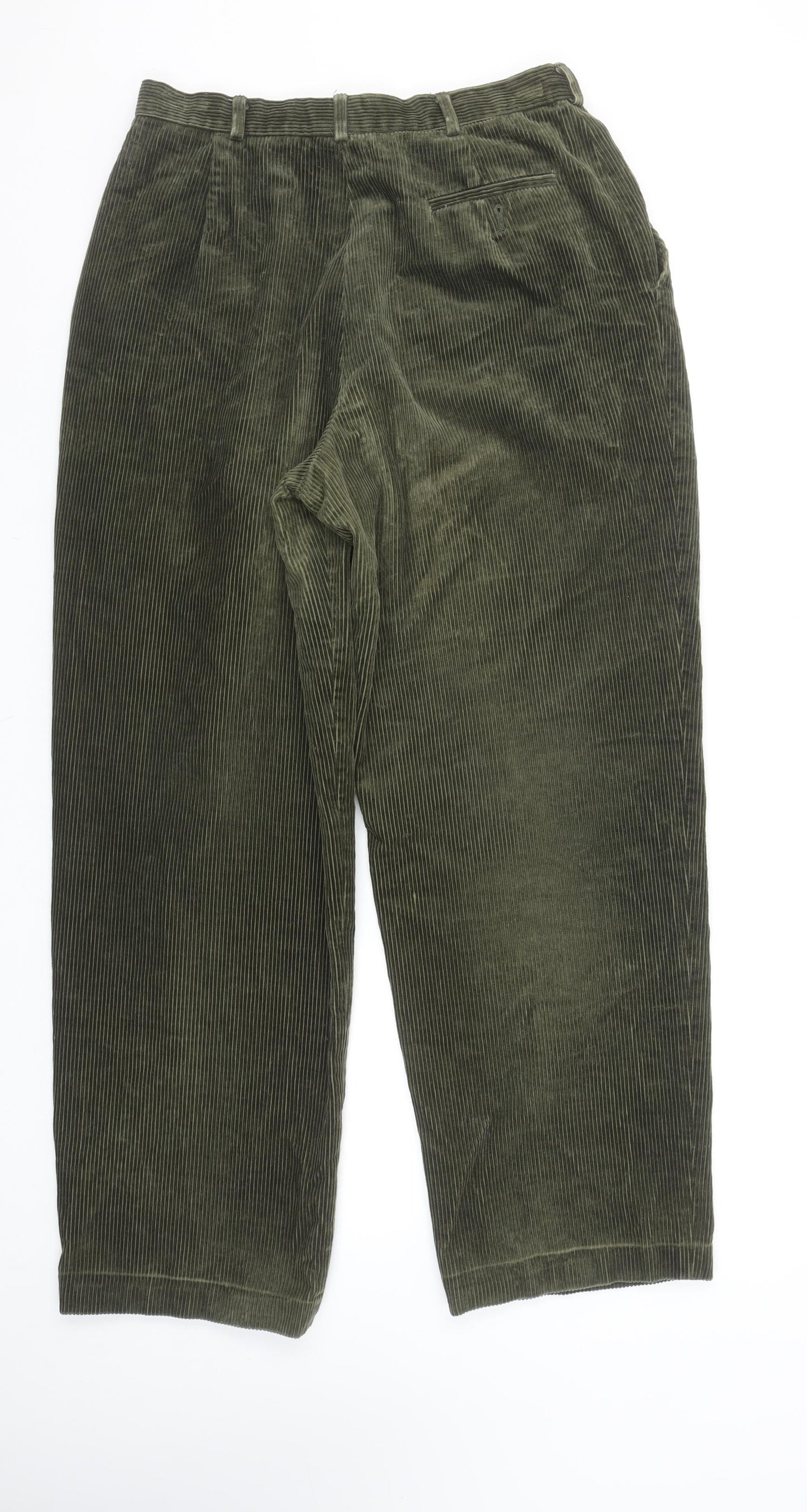 DAKS London Women's Green Corduroy Pleated Trousers Size 16