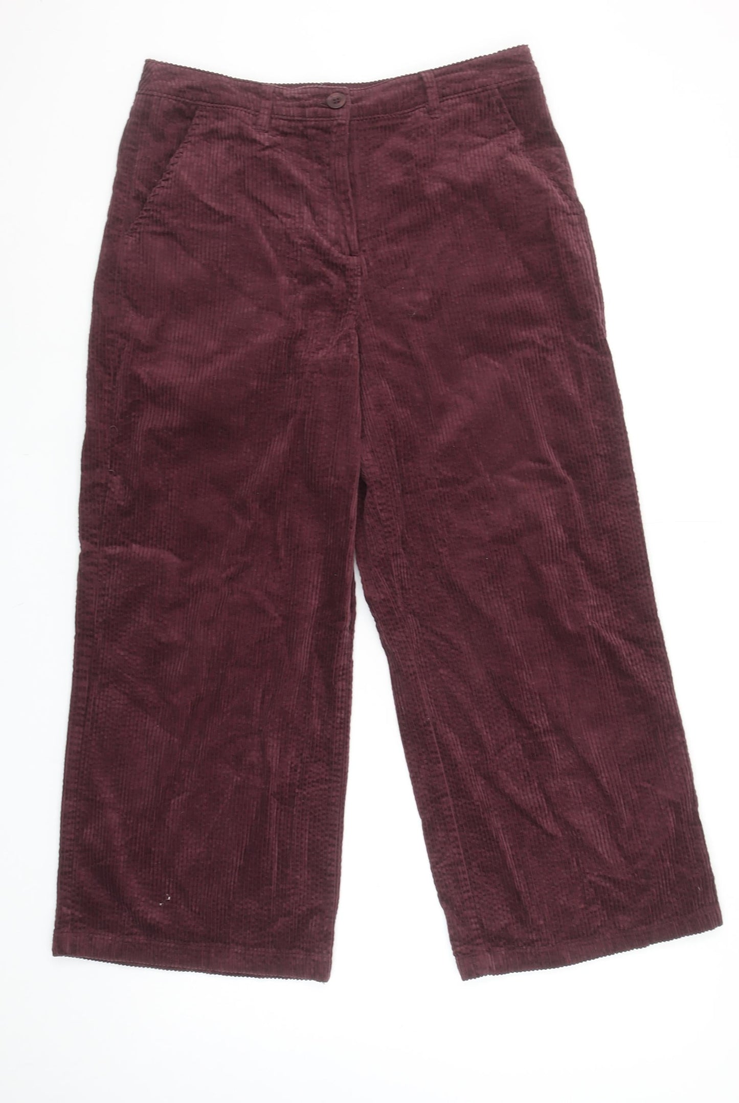 Seasalt Cornwall Women Corduroy Wide-Leg Trousers Burgundy UK 12