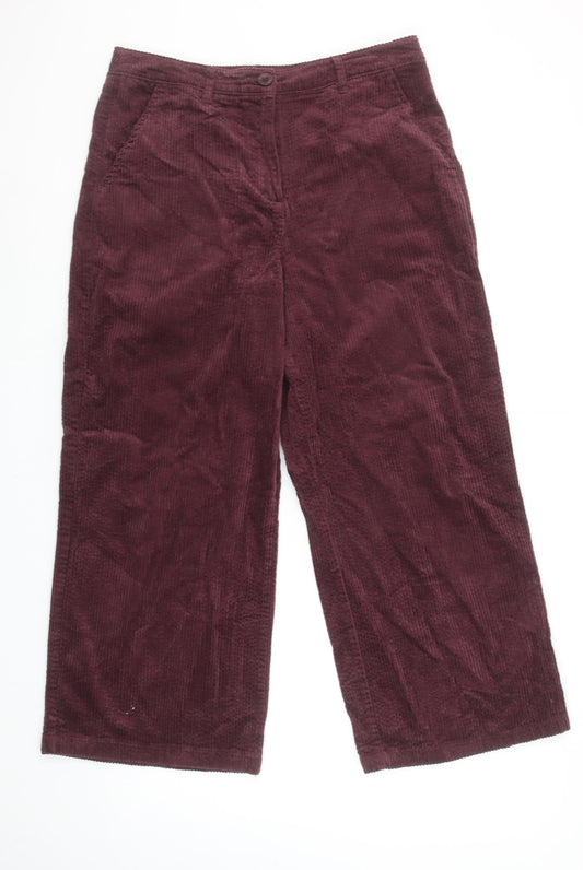 Seasalt Cornwall Women Corduroy Wide-Leg Trousers Burgundy UK 12
