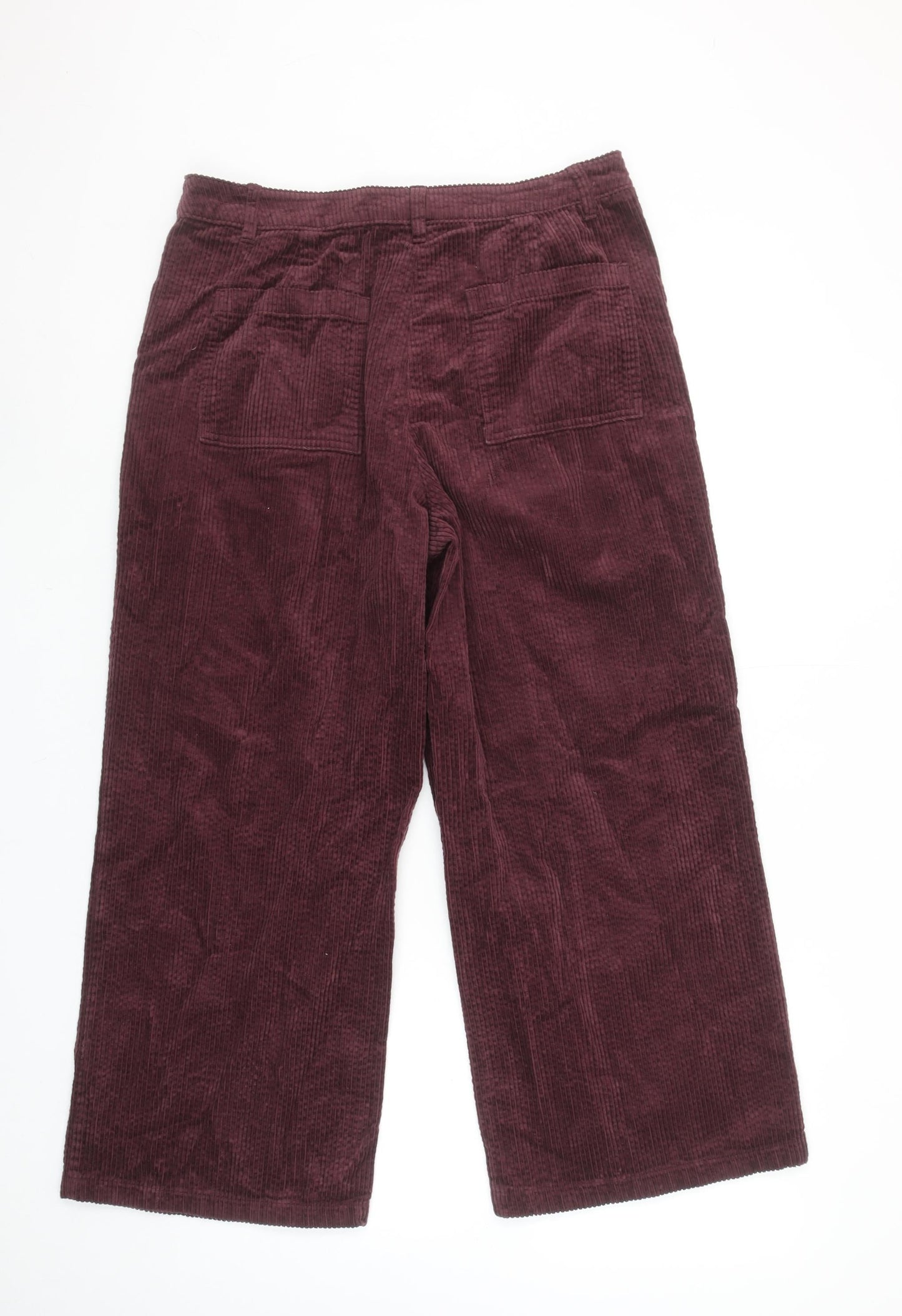 Seasalt Cornwall Women Corduroy Wide-Leg Trousers Burgundy UK 12