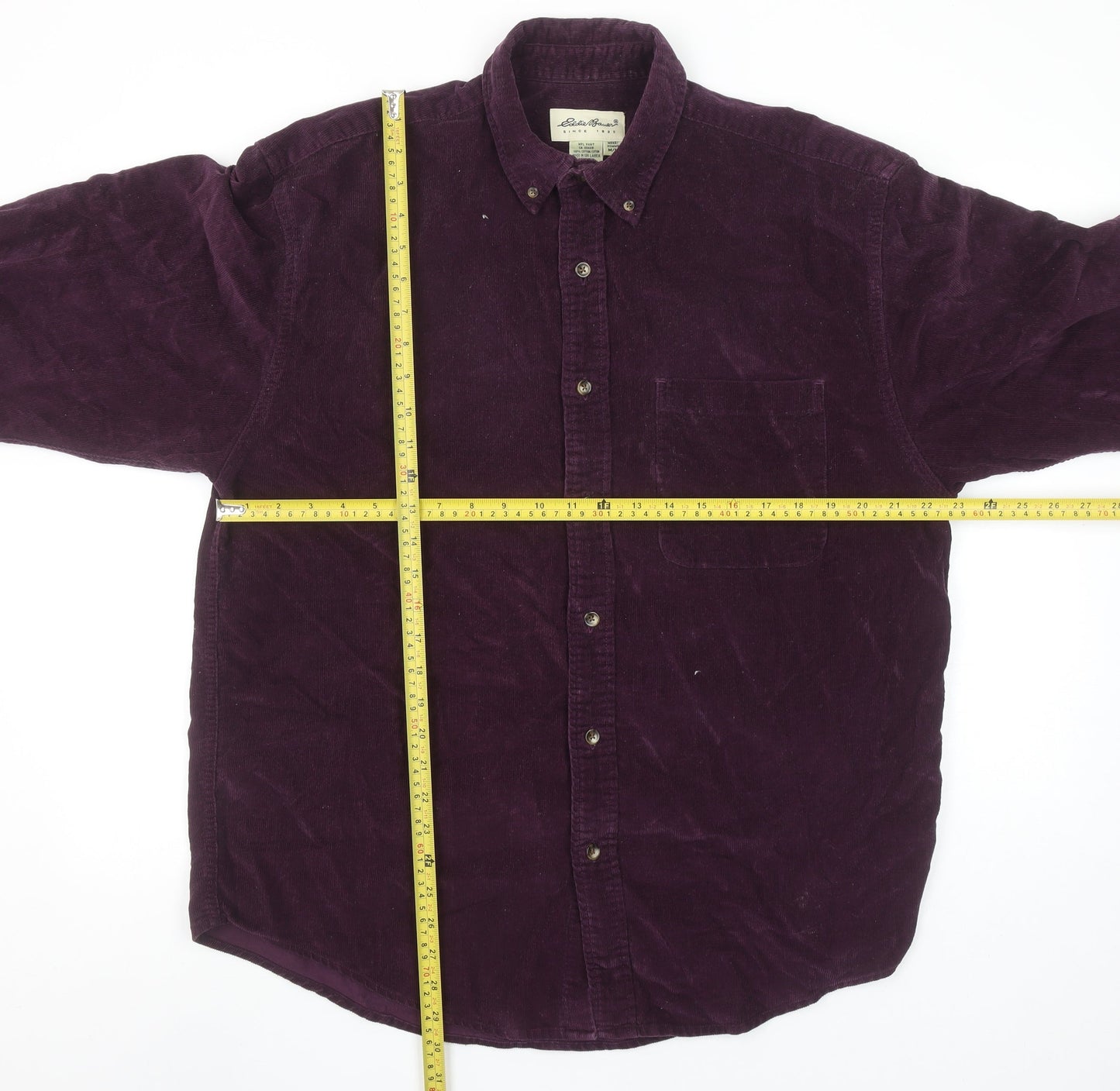 Eddie Bauer Men's Purple Corduroy Button-Up Shirt M Classic Fit