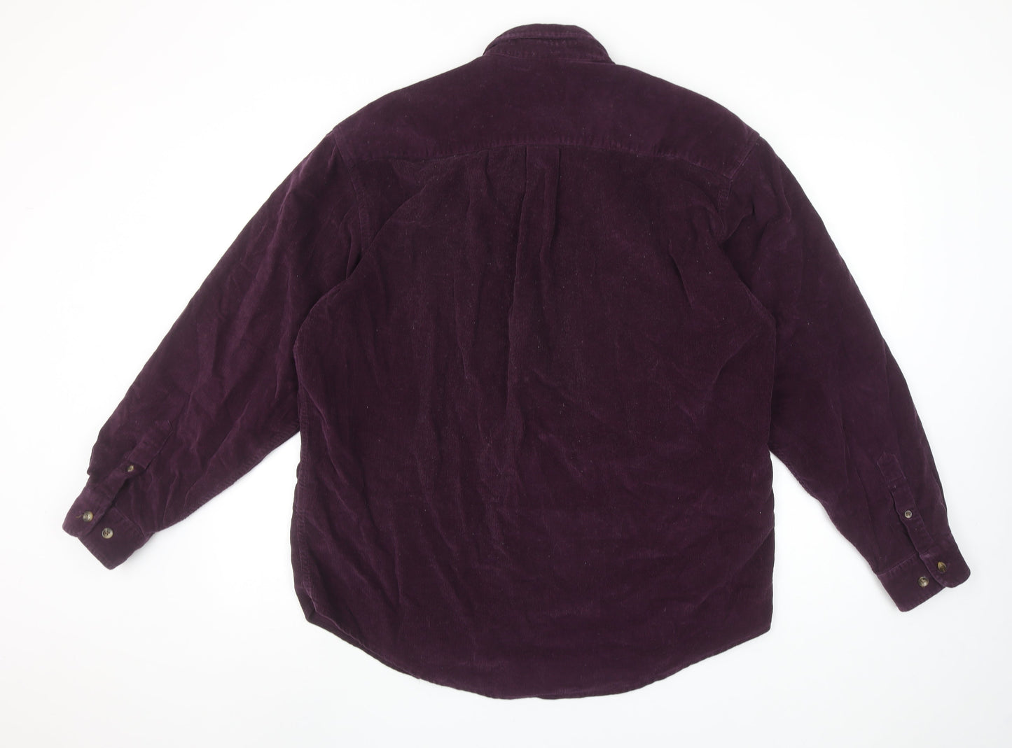 Eddie Bauer Men's Purple Corduroy Button-Up Shirt M Classic Fit