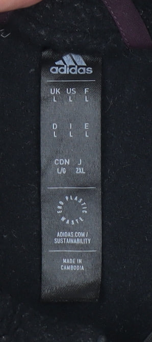 Adidas Men's Black L Fleece Full Zip Jacket with Logo Trim