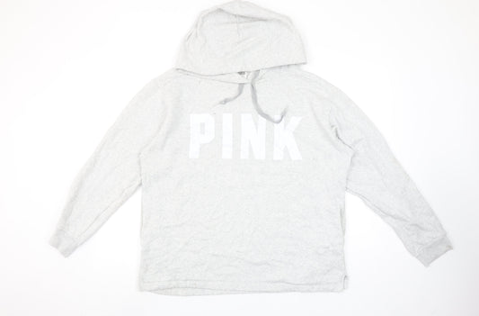 Victoria’s Secret PINK Women’s Grey Pullover Hoodie Size L Cotton Blend