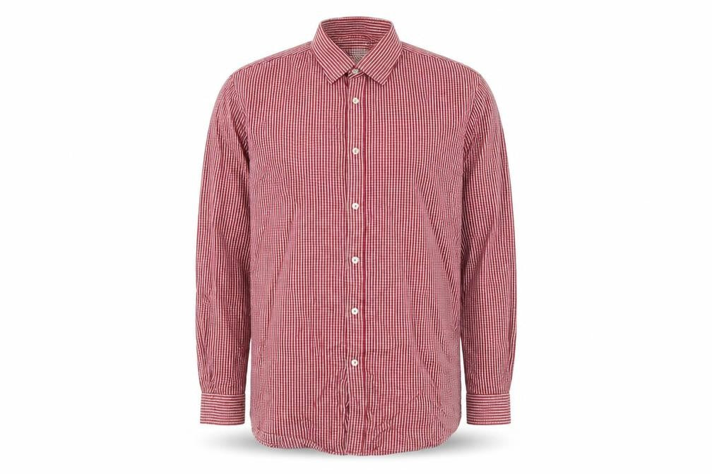 Remus Uomo Men's Red Checked Long Sleeve Cotton Tapered Fit Shirt Size 17