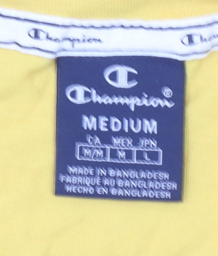 Champion Men's Yellow Crew Neck Short Sleeve Cotton T-Shirt Medium