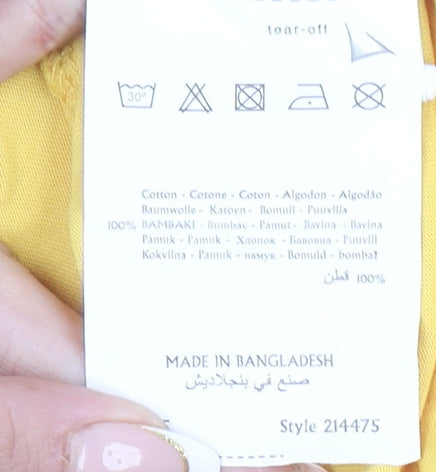 Champion Men's Yellow Crew Neck Short Sleeve Cotton T-Shirt Medium