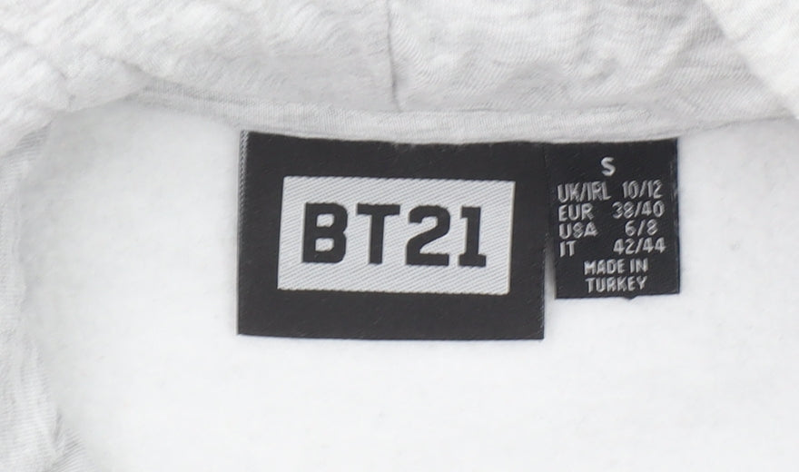 BT21 Women's Grey Hoodie Small Pullover Cartoon Character Sweatshirt