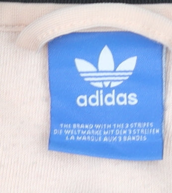 Adidas Women Pink Black Full Zip Sweatshirt Size 10 Logo Design