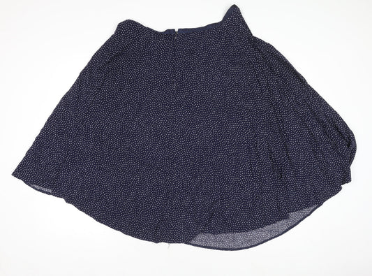 Monsoon Women Blue Polka Dot A-Line Knee Length Skirt Size 16