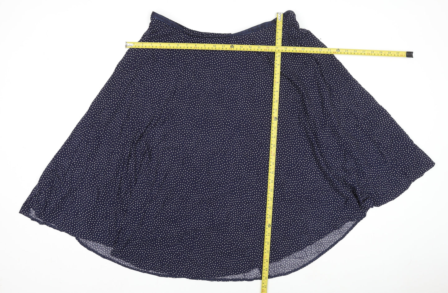 Monsoon Women Blue Polka Dot A-Line Knee Length Skirt Size 16