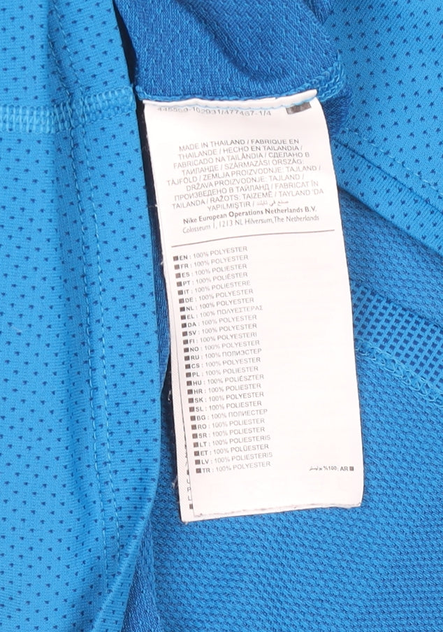 Nike Boys Blue Dri-Fit Running T-Shirt S Moisture Wicking Athletic Top