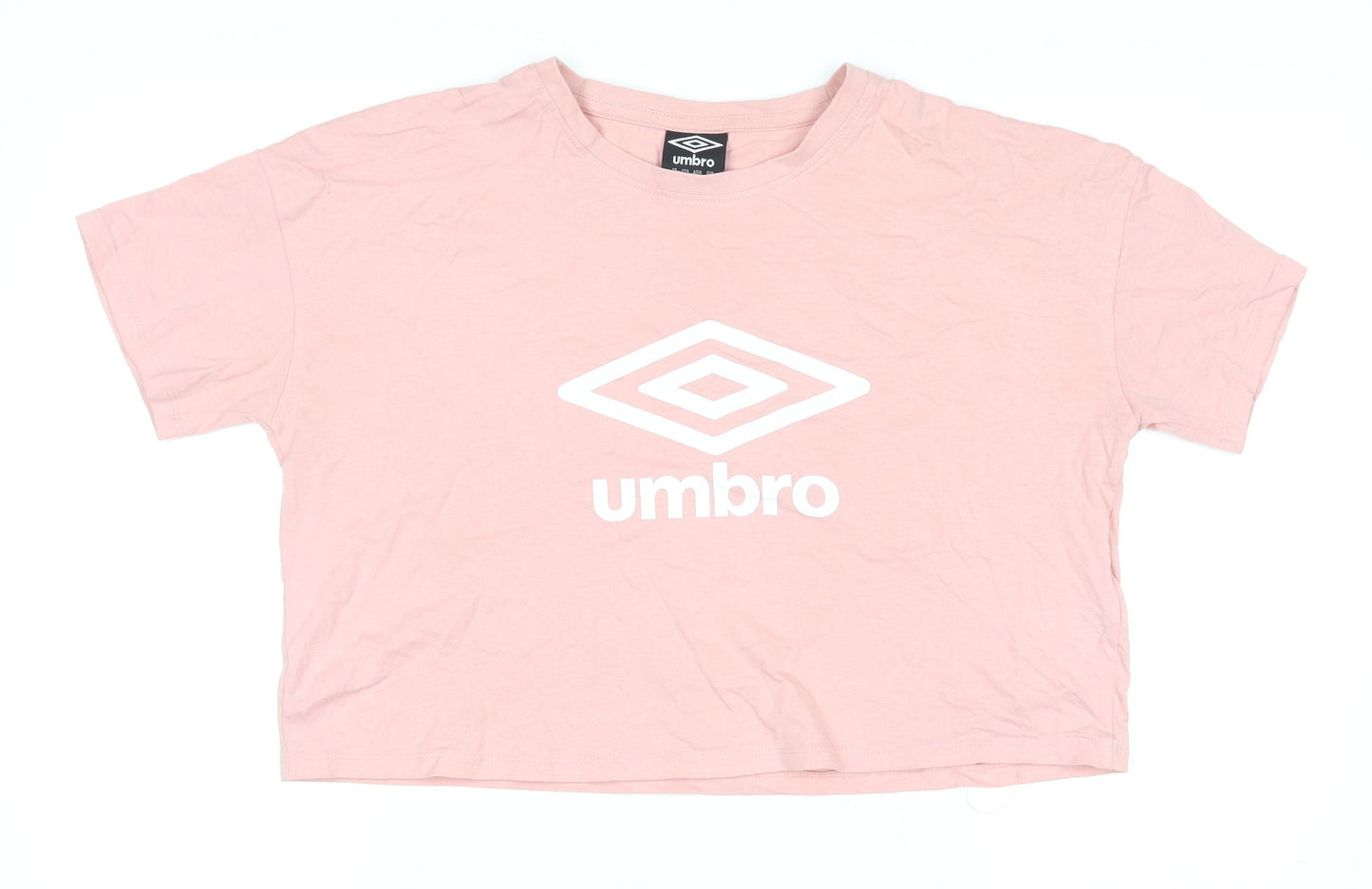 Umbro Women Pink Cropped T-Shirt Medium Cotton Sportswear