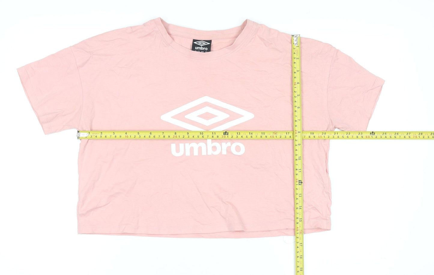Umbro Women Pink Cropped T-Shirt Medium Cotton Sportswear