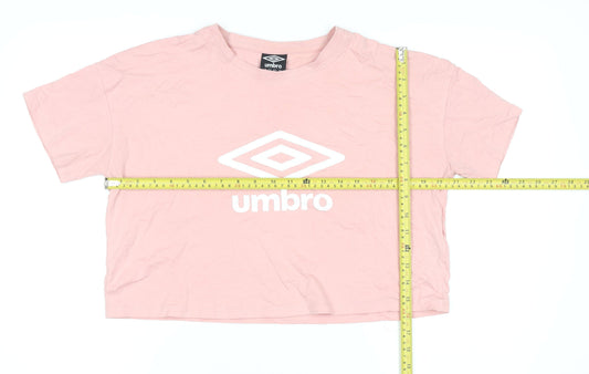 Umbro Women Pink Cropped T-Shirt Medium Cotton Sportswear
