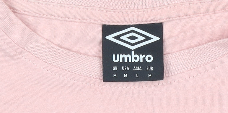 Umbro Women Pink Cropped T-Shirt Medium Cotton Sportswear