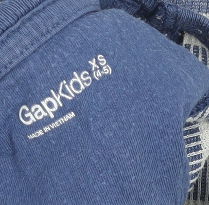 Gap Kids Boys Blue Striped Long Sleeve Cotton T-Shirt XS (4-5 Years)