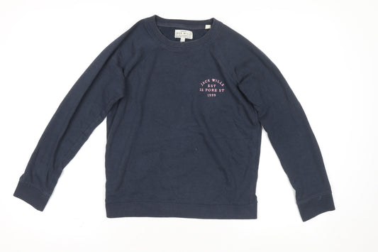 Jack Wills Women's Blue Crew Neck Cotton Pullover Jumper UK 8