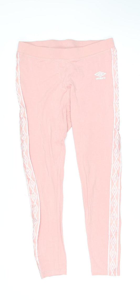 Umbro Women's Pink L Ankle Sports Leggings with Side Stripe