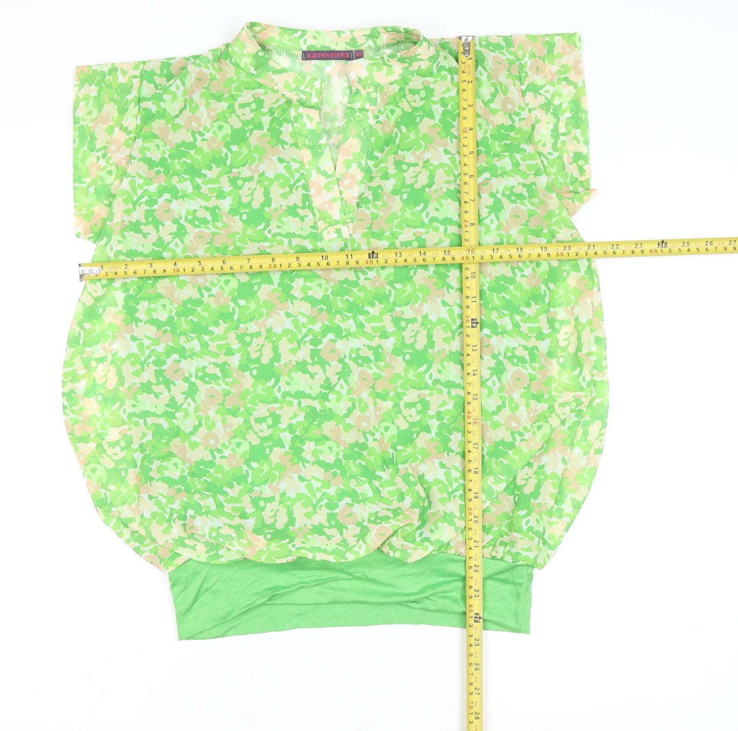 Kate & Pippa Women's Green Floral Tunic Blouse Size S