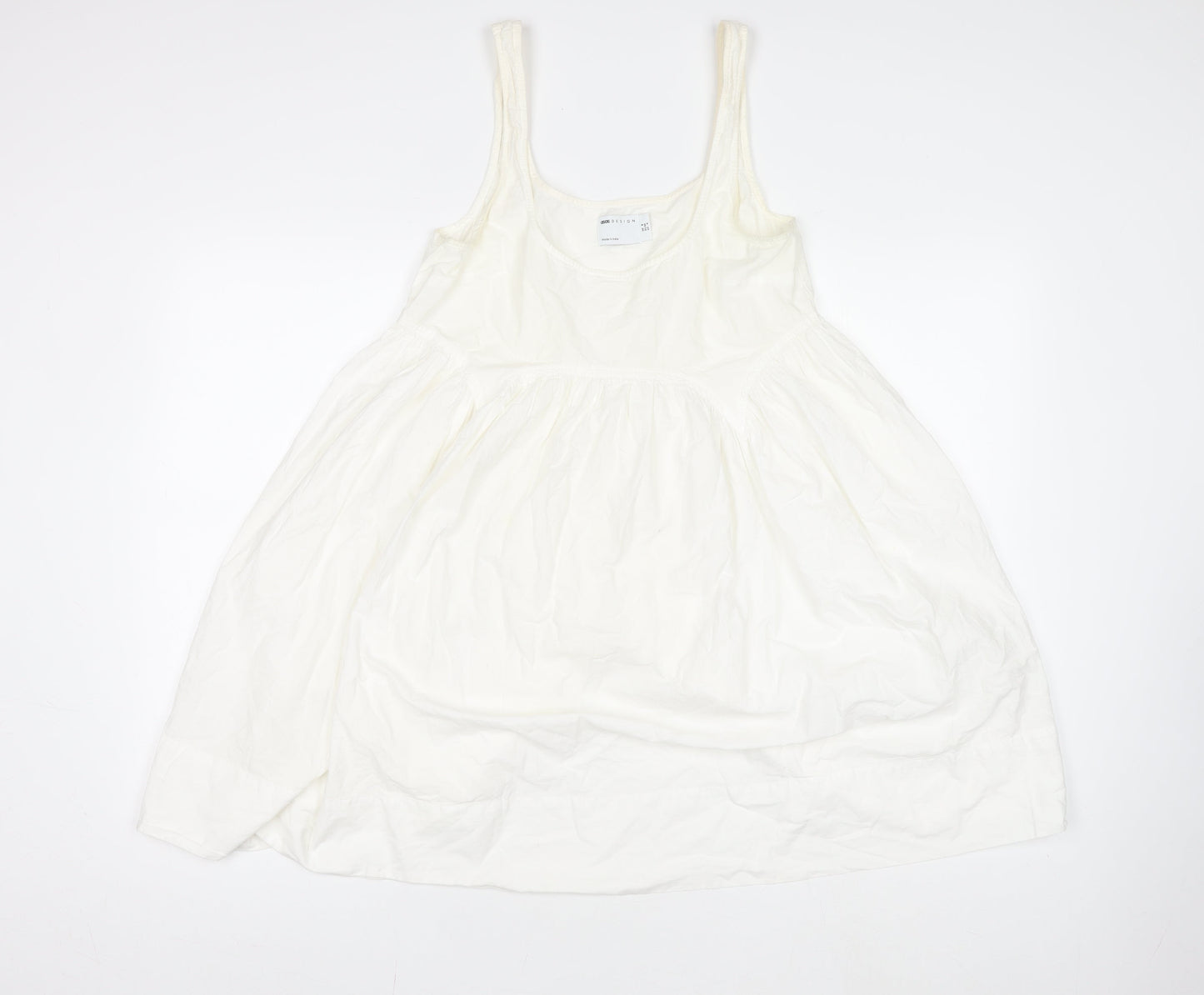 ASOS DESIGN Women’s White Cotton Slip Dress Size 8 Sleeveless Summer