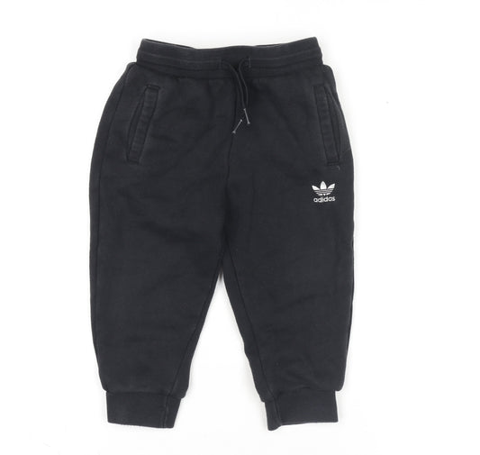 Adidas Boys Black Jogger Sweatpants - Size 6 Years - Drawstring Waist
