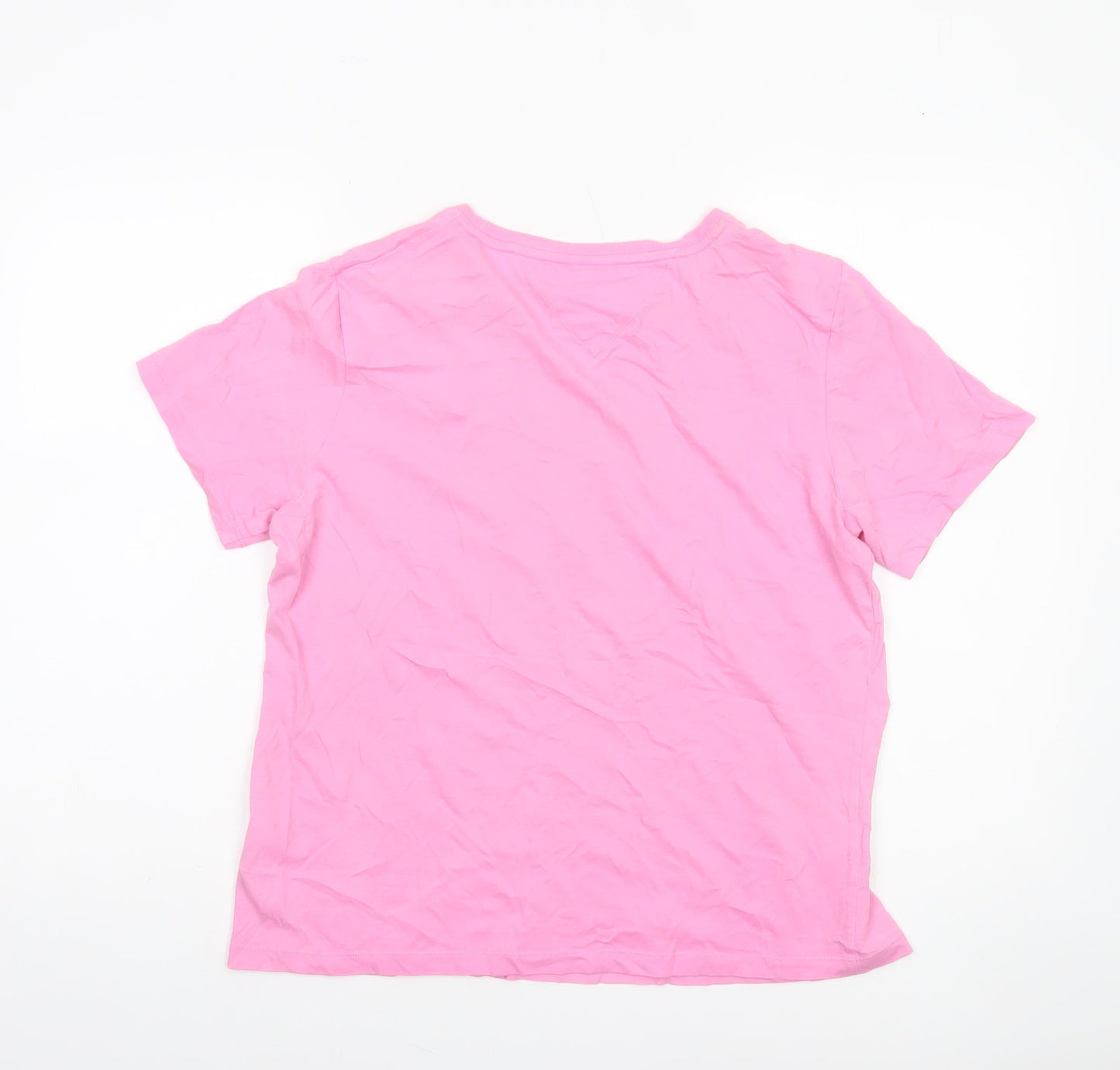 Tommy Jeans Women's Pink Cotton Logo T-Shirt Size L