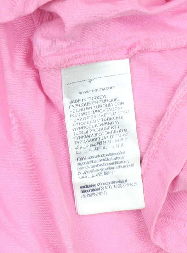 Tommy Jeans Women's Pink Cotton Logo T-Shirt Size L