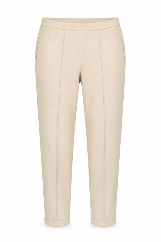 MNG Women's Beige Tapered Knit Trousers Size M Comfortable Workwear Pants