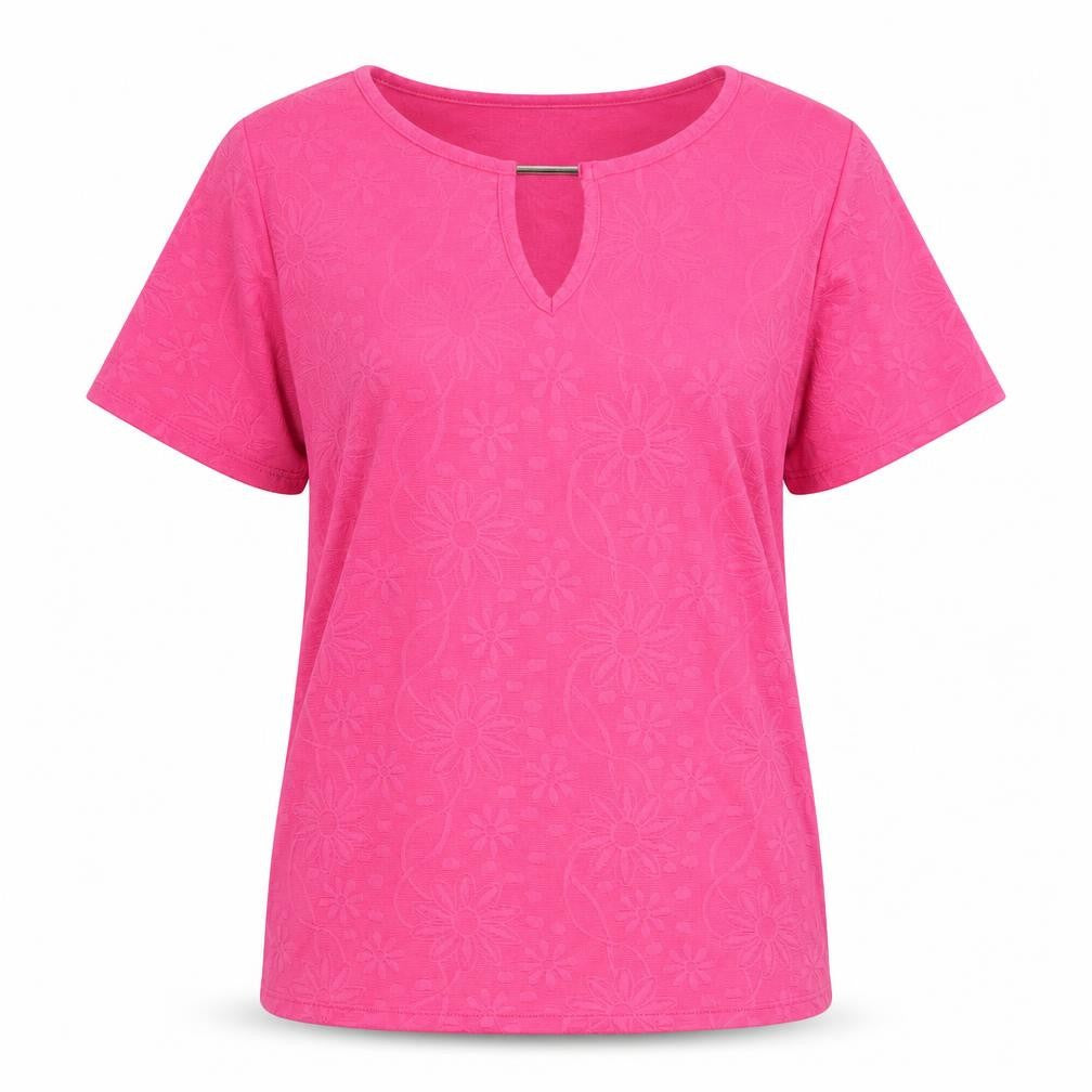 Paco Boutique Women's Pink Floral Stretch T-Shirt Size 10