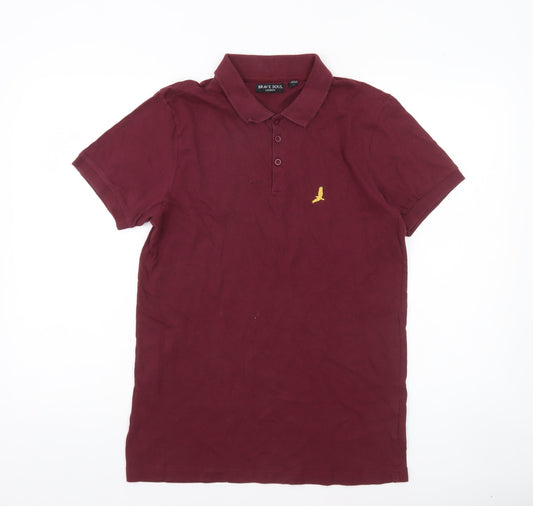 Brave Soul Men’s Red Cotton Short Sleeve Polo Shirt Size L